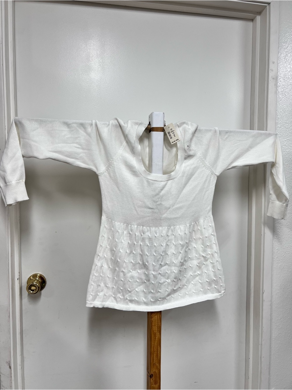 Aeropostale Cream Knit Long-Sleeve Tunic with Textured Hem